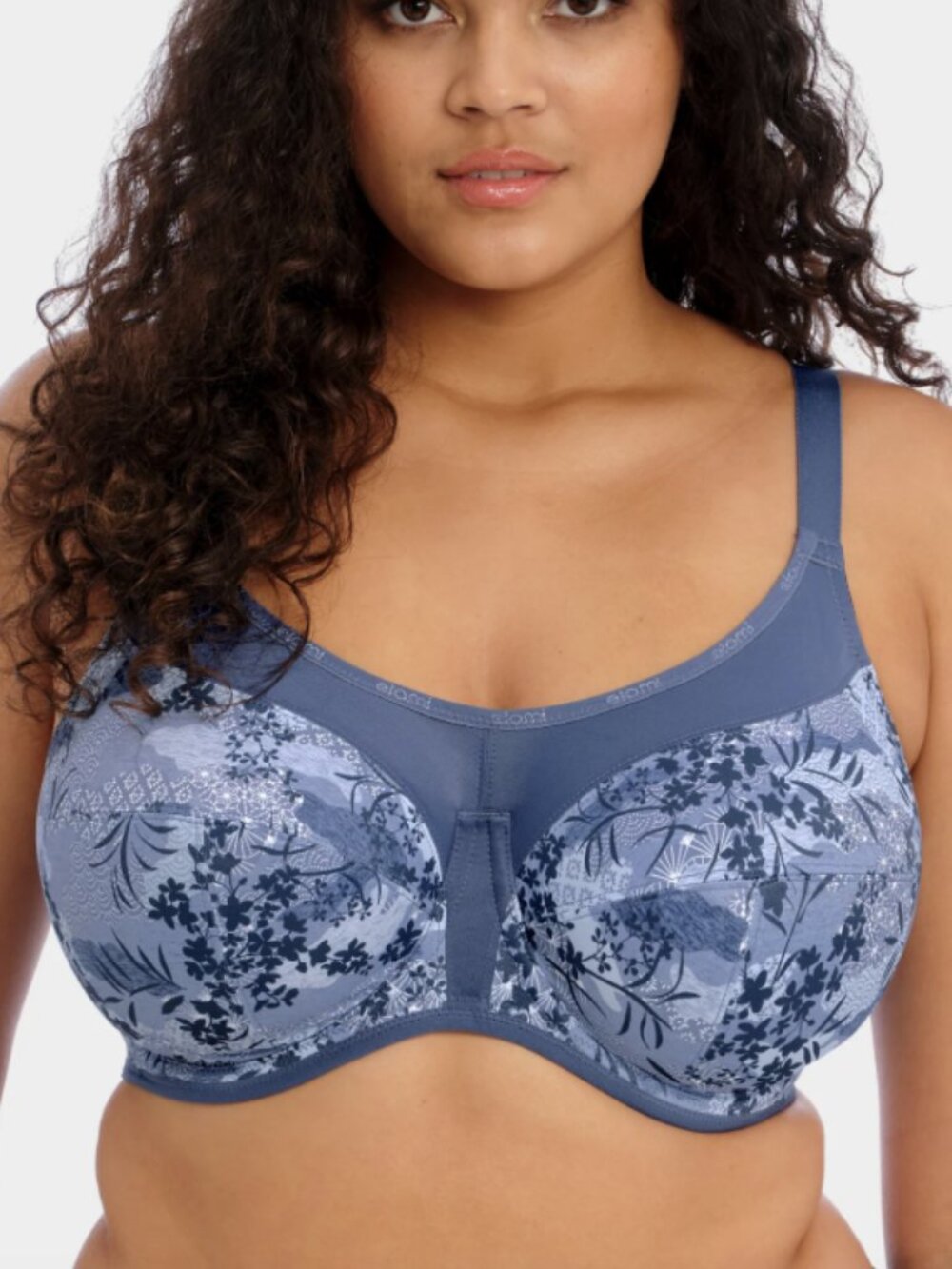Elomi 42H Sport Bra Energise Underwire J-hook Vintage Denim Print